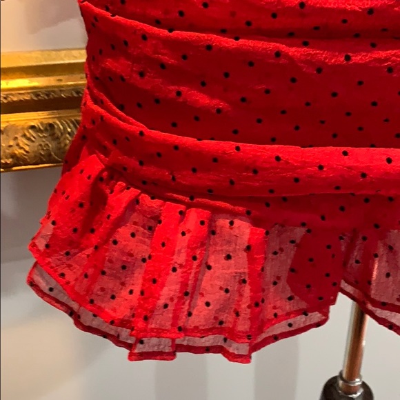 ❤️Sexy Red Polka Dot Frill Mini Dress - Picture 3 of 4